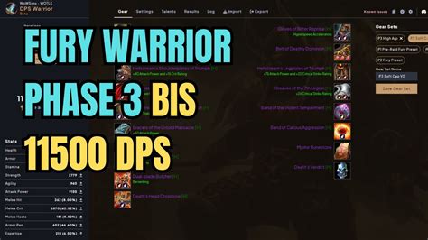 9 apr (2019) New sub-sheet added It contains a full list of the raid encounters with loot info, links to kill strategies, lore and info. . Fury warrior phase 2 bis wotlk